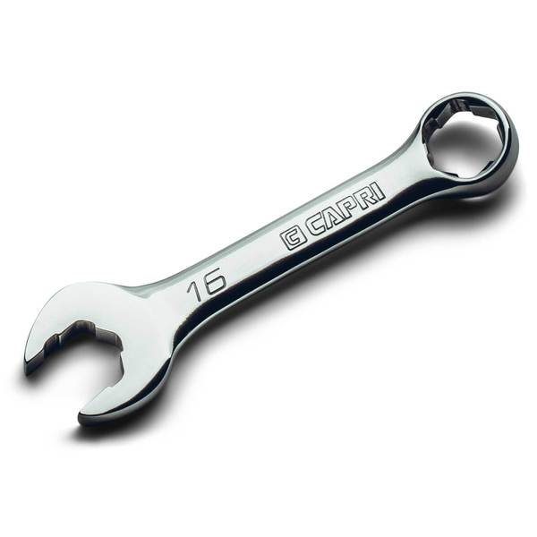 Capri Tools 16 mm WaveDrive Pro Stubby Combination Wrench for Regular and Rounded Bolts CP11750-M16SB